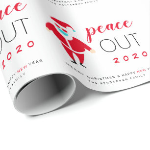 Santa Mask Peace Out 2020 Weihnachten Geschenkpapier