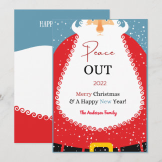 Santa Mask Peace Out 2022 Funny Christmas Holiday Feiertagskarte