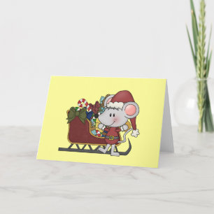 Santa Maus mit Schlitten Feiertagskarte