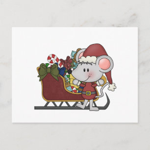 Santa Maus mit Schlitten Feiertagspostkarte