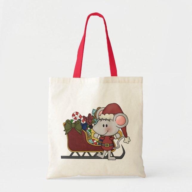 Santa Maus mit Schlitten Tragetasche (Vorne)