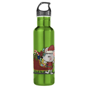 Santa Maus mit Schlitten Trinkflasche