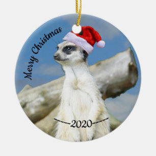 Santa Meerkat Frohe Weihnachten Keramik Ornament