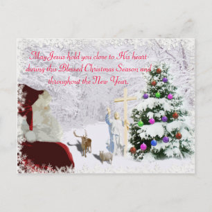 Santa Meets Jesus Feiertagspostkarte