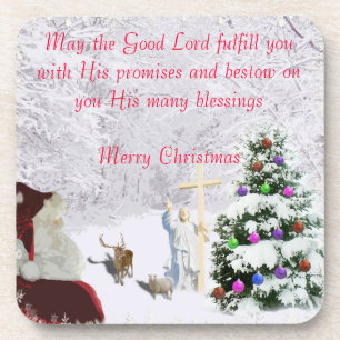 Santa Meets Jesus Getränkeuntersetzer