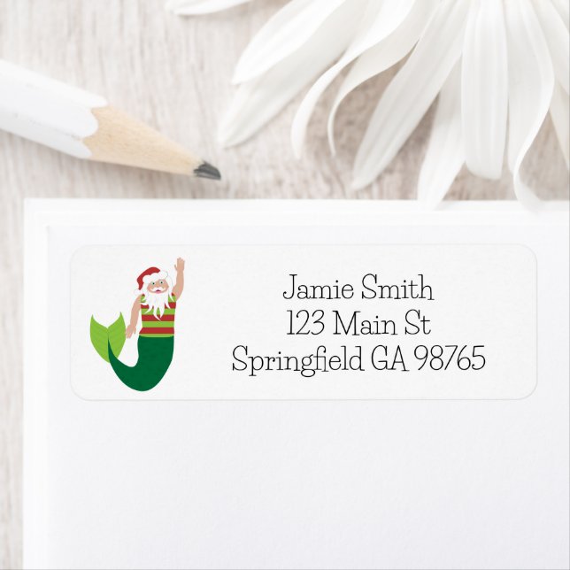 Santa Merman - Rücksendeadressen-Aufkleber (Insitu)