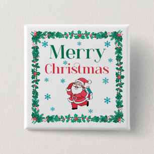 Santa Merry Christmas Button