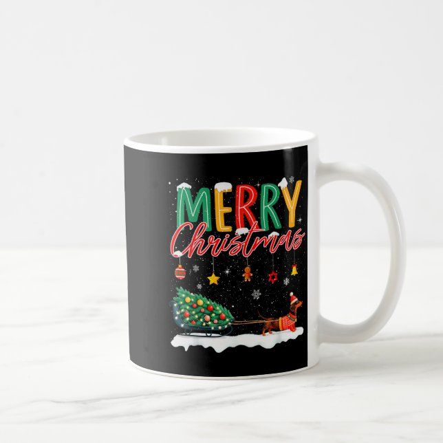 Santa Merry Christmas Dachshund Sleigh Dog Lover X Kaffeetasse (Rechts)