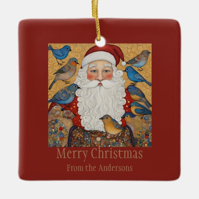 Santa Merry Christmas Gruß Keramikornament (Vorderseite)