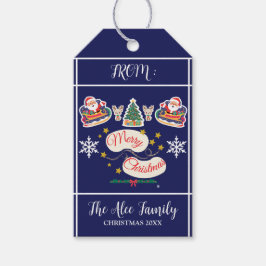 Santa Merry Christmas Personalisiert Blue Gift Tag Geschenkanhänger