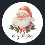 Santa Merry Christmas Runder Aufkleber<br><div class="desc">Weihnachts-Weihnachtsaufkleber für Umschlag Aufkleber,  Lehrer,  Kunsthandwerk,  Weihnachtskarten und Gastgeschenke. Ideal für den Unterricht.</div>