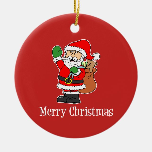 Santa Merry Weihnachten Niedlich Cartoon Keramik O Ornament (Vorne)