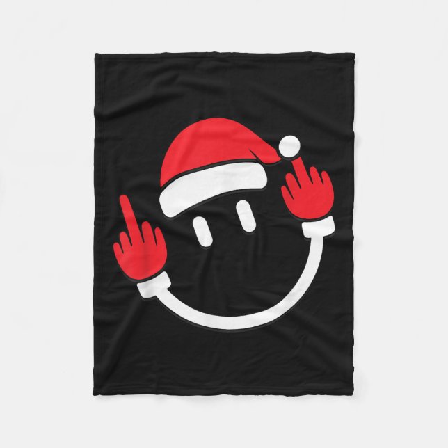 Santa Middle Finger Flip Off _ Christmas Profanity Fleecedecke (Vorderseite)