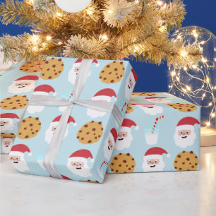 Santa Milk und Cookies Blue Wrapping Paper Geschenkpapier