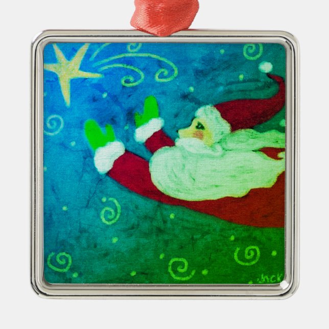 Santa mit Abstrakter Kunst Ornament Aus Metall (Vorne)