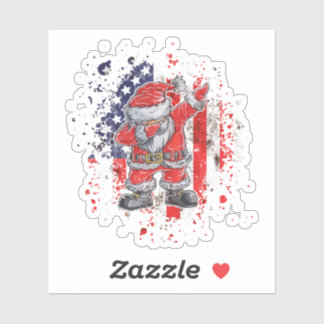 Santa mit amerikanischer Flagge Aufkleber