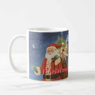 Santa mit Bagful of Toys in Snow Acrylmalerei Kaffeetasse