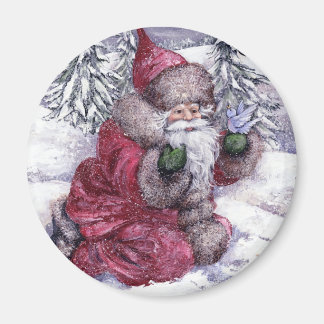 SANTA MIT BLUEBIRD MAGNET