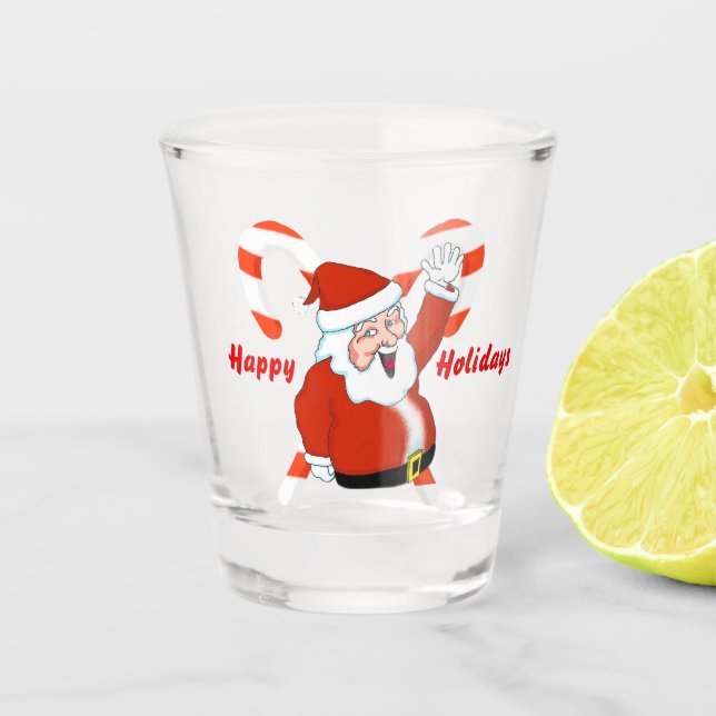 Santa mit Candy Canes Shot Glass Schnapsglas (Vorderseite)
