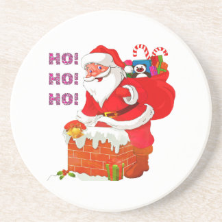 SANTA MIT CHRISTMAS PRÄENTS, HO! HO! HO! GETRÄNKEUNTERSETZER