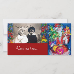 SANTA MIT CHRISTMAS TREE UND GIFTS FEIERTAGSKARTE