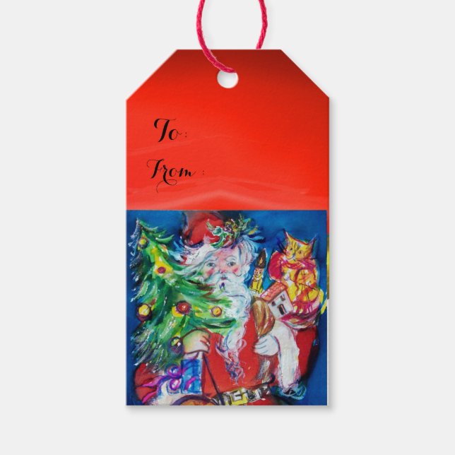 SANTA MIT CHRISTMAS TREE UND GIFTS GESCHENKANHÄNGER (Vorderseite)