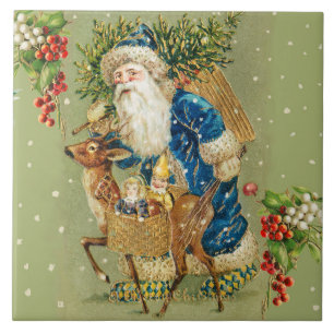 SANTA MIT DEER UND CHRISTMAS GIFTS IM WINTERSCHNEE FLIESE