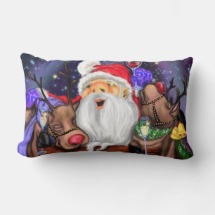 Santa mit den Rentieren Funny Christmas Pillow Lendenkissen