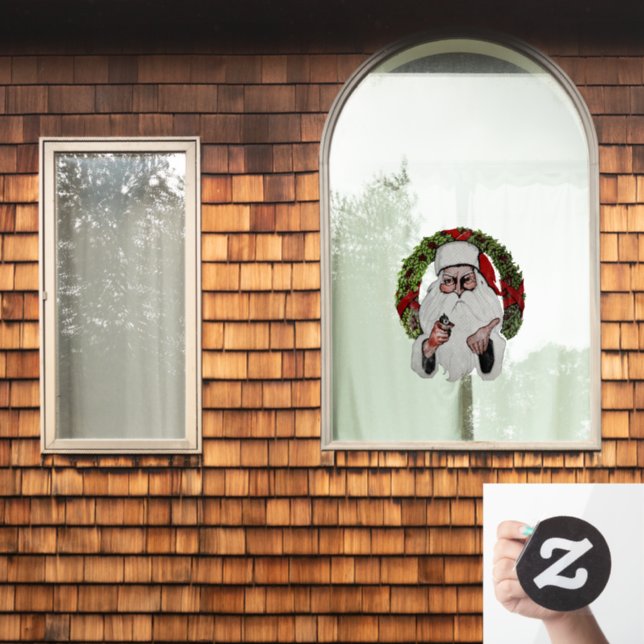 Santa mit einer Waffe Fensteraufkleber (Fenster Zuhause)