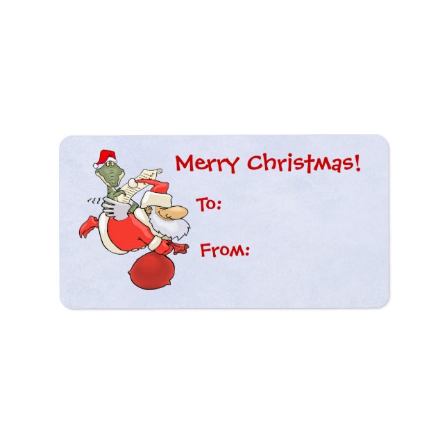 Santa mit Gator fliegen Adressaufkleber (Vorne)