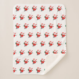 Santa mit Geschenk Sherpa Blanket Weihnachten Sherpadecke
