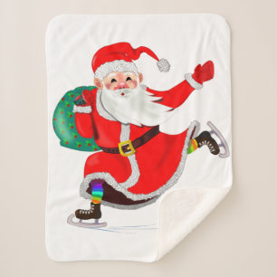 Santa mit Geschenk Weihnachten Sherpa Blanket Sherpadecke