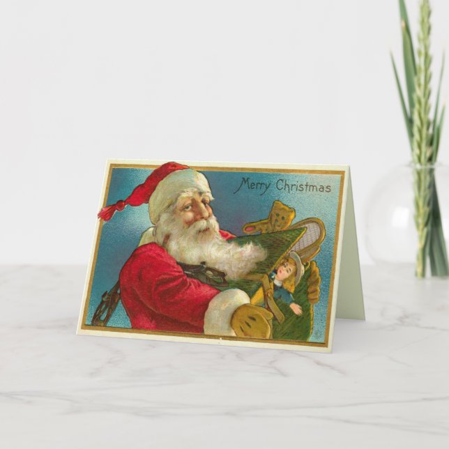 Santa mit Geschenken Feiertagskarte (Vorderseite)