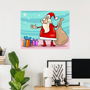 Santa mit Geschenken und einem Sack Poster