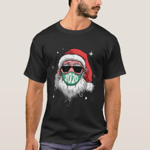 Santa mit Gesichtsmaske 2020 Familie Pajamas Xmas T-Shirt