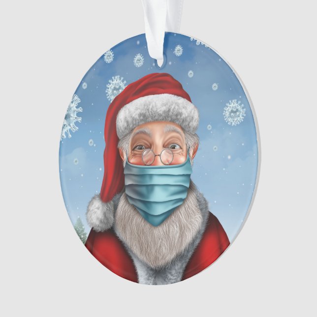 Santa mit Gesichtsmaske Ornament (Vorderseite)