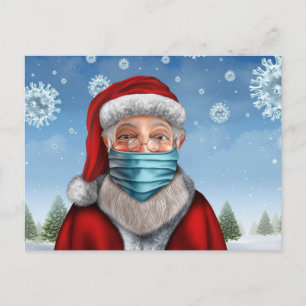 Santa mit Gesichtsmaske Postkarte