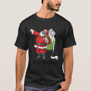 Santa mit Gesichtsmaske und Toilettenpapier Funny T-Shirt