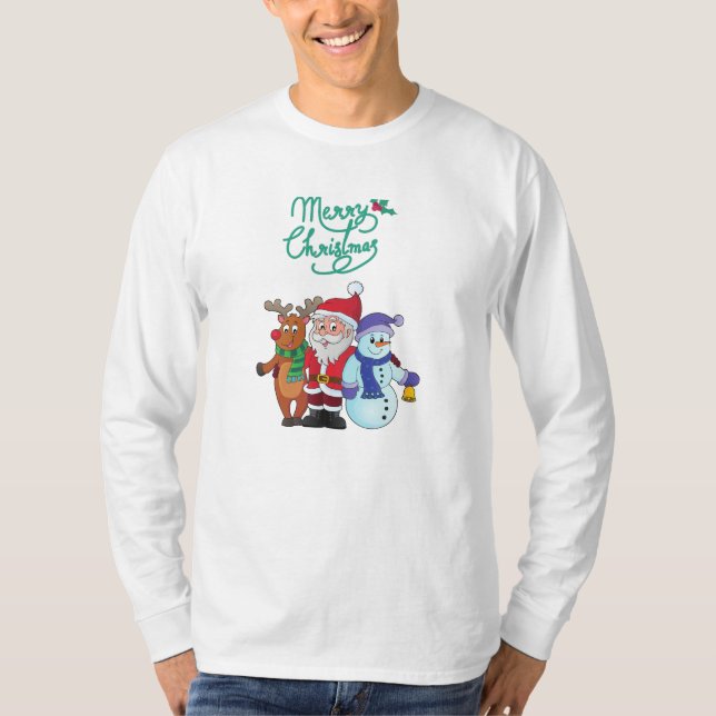 Santa mit Hirsch T-Shirt (Vorderseite)