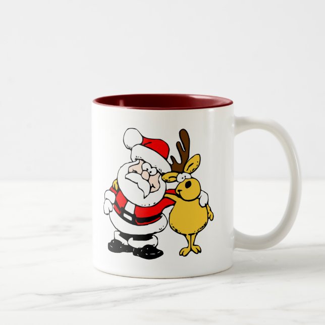 Santa mit Hirsch Zweifarbige Tasse (Rechts)