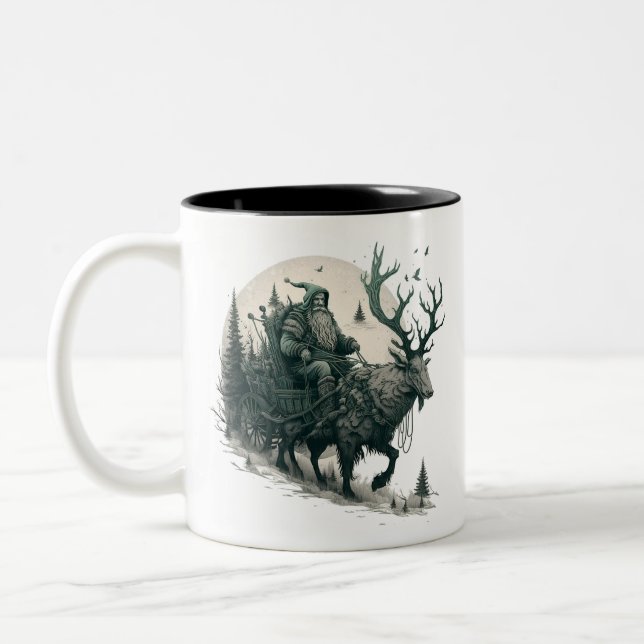Santa mit Irish Elk Zweifarbige Tasse (Links)