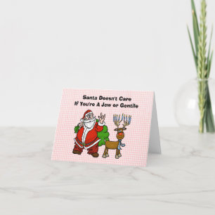 Santa mit jüdischem Rudolph Chrismukkah-Karte    Karte