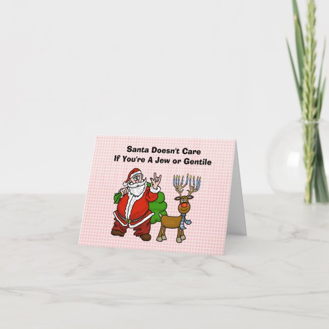 Santa mit jüdischer Rudolph Chrismukah Card Karte (Vorderseite)