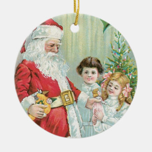 Santa mit Kindern Keramikornament
