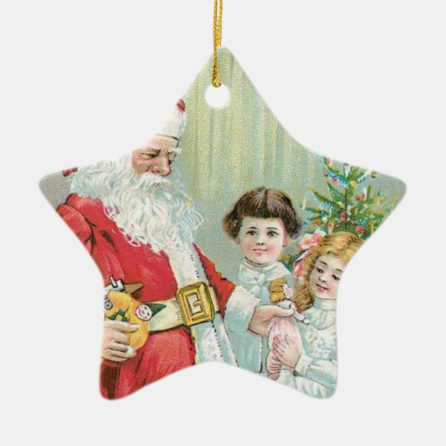 Santa mit Kindern Keramikornament (Vorne)