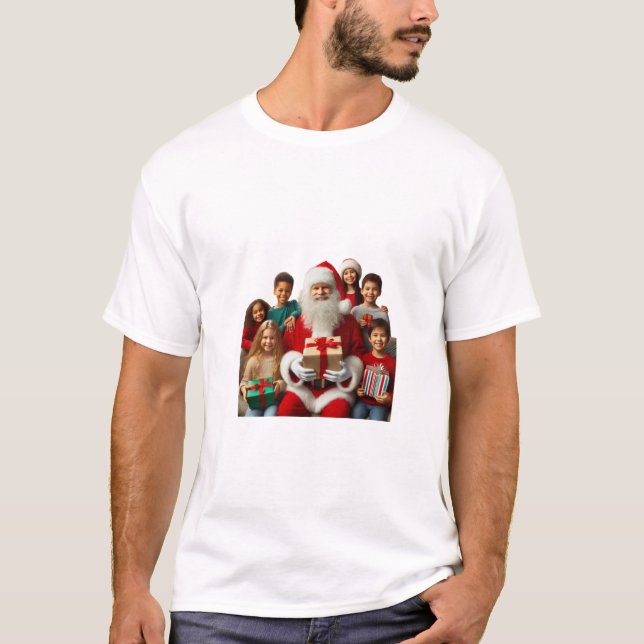 Santa mit Kindern T-Shirts (Vorderseite)