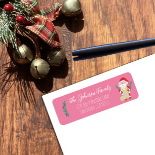 Santa mit Liste Rosa Urlaub Rücksendeadressen-Aufk