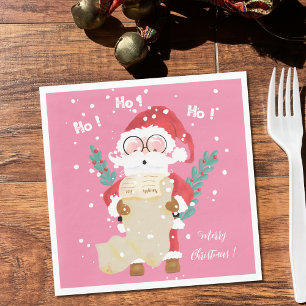 Santa mit Liste Rosa Weihnachtsbuch Napkins Serviette
