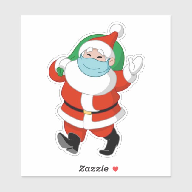 Santa mit medizinischer Maske Aufkleber (Blatt)