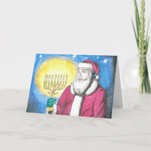 Santa mit Menorah Feiertagskarte